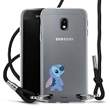 Carry Case kompatibel mit Samsung Galaxy J3 Duos 2017 Hülle mit Band Handykette zum Umhängen schwarz Lilo & Stitch Fanartikel Disney