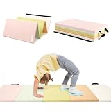 PhysKcal 5 Panel Macaron Klappbare Weichbodenmatte Turnmatte Fitnessmatte Gymnastikmatte mit Tragegriffen, Sportmatte Spielmatte, Tumbling-Matte für Kinder, Polsterung für Activity Play