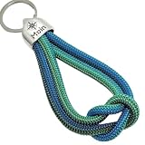 MOIN - Schlüsselanhänger Kreuznoten - blau grau türkis (multifarbig) - handgetüdelt in Hamburg - maritimes Geschenk, für einen Umzug nach Norddeutschland oder an die Kü