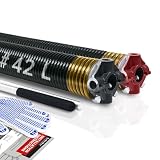 KaiMinDogz Torsionsfedern-Set für Garagentor, 5,1 cm, mit rutschfester Wickelstange und Handschuhen, hochpräzise Elektrophorese, schwarz beschichtet, für Ersatz und Installation, min. 16.000 Zyk