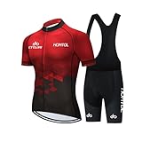 HOMTOL Radtrikot Set Herren Damen unisex Fahrradtrikot Kurzarm Radhose Trägerhose trikot set fahrrad mit Gel Sitzpolster für Radfahren MTB