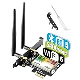 Ubit WiFi Karte 5374 Mbit/s PCIe Netzwerkkarte, Intel 802.11 6e/AX/AC PCI E WLAN Adapter with Bluetooth | Ultra-Low Latency, Support Win 10/11