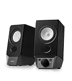 Edifier R19BT 2.0 PC-Lautsprechersystem mit Holzgehäuse, Bluetooth 5.3, voller Stereoklang, starker Bass, Lautstärkeregler, 3,5 mm Eingang/USB-A Soundkarte für Computer/TV/Smartphone/Tablet - Schw