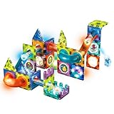 AMFUN Magnetische Bausteine, 75 Teile Konstruktion Bauen Blöcke Set, 3D Magnet Konstruktionsspielzeug, Magnet Baustein Pädagogische, Montessori Spielzeug für Mädchen Jungen ab 3+ Jahre Geschenk