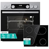 Gorenje Einbau-Herd-Set Inox Air Set mit Glaskeramik-Kochfeld, Heißluft, 73L, 250° max. Ofentemperatur, MultiAir Technologie, 9 Funktionen, Bräterzone, Mininmale Einbaunische (HxBxT): 60x56x58