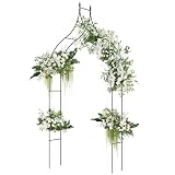 COSTWAY Rosenbogen Metall, Gartenbogen im gotischen Stil, Torbogen Rosengitter Rankgitter, für Rosen Blumen, Pergola Spalier für Hochzeit Partys Garten Terrasse, 125 x 39 x 287