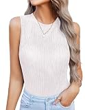 Hotouch Tops Damen Sommer Tank Top Frauen Ärmellose Basic Shirt Casual Oberteile Sexy Shirts Rundhals Weste Tunika Blusentop Weiß M