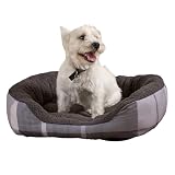 OHS Winsford großes Hundebett, kariert, 4-seitiges Hundekissen für Wohnzimmer, Küche, superweiches Welpenbett, rutschfest, Reisebett, G