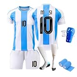 Fussball Trikot Kinder/Erwachsene Set, Nr.10 Fußball Training Skleidung，Schnell Trocknendes Atmungsaktives Fußballtrikot mit Fußball-T-Shirt (A, 152-160)