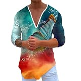 Langärmeliges T-Shirt für Herren, Sommer, lässig, V-Ausschnitt, langärmelig, 3D-Druck, T-Shirt, Bluse, Tops, T-Shirt, Herren, Thermo-Langarmhemden, Langarm-Shirt, Blumendruck, Langarm-S