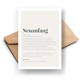 Neuanfang Definition Karte – Motivierende Grußkarte mit Umschlag – Geschenk zum Neustart, Umzug, Jobwechsel, Trennung – A6 Klappkarte Insp