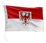FLAGLY Premium Bootsfahne Brandenburg 40 x 60 cm - 115g/m² Stoffgewicht - gedruckt, robust mit Strick & Schlaufe, Bootszubehör Motorboot (40 x 60 cm - Brandenburg)