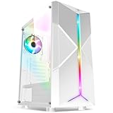 Spirit of Gamer - Clone III | PC Gehäuse Weiß RGB | Kompatibel ATX/mATX/ITX | Leerer Gaming Tower mit Seitenwand aus gehärtetem Glas | 2 PC Lüfter 120 mm, Davon 1 ARGB ink