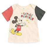 Disney Passendes Familien-T-Shirt für Neugeborene bis große Kinder (Neugeborene – 10–12), Off White, Mickey Mouse, Little Brother, 24 M