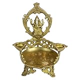 Kartique Messing-Öllampe Diya mit Urli mit Ganesh Ji auf der Oberseite sitzend für Tempeldekoration, kann als Kapoor Kapur Brenner und Tischdekoration verwendet w