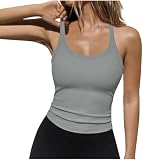 Tank Top Damen Sexy Ärmellos Oberteile Elegant Sommer Top Modische Tanktop Baumwoll Blusentop Lockere Passform Trägershirt Basic T Shirt Einfarbig Bluse Frauen Sommermode Yoga Sport Gym Tanktop
