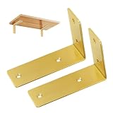Vebetter Winkel Regal, 2 Stück Regalwinkel Schwerlast, Verdickung Regalwinkel Edelstahl Multifunktionale Metallwinkel 90 Grad für Wandhalterung Regal, Regalhalterung Gold, Eckregal, Hölzern Möb