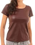 Latex Damen Shirt - Damen Wetlook Shirt mit halbem Arm (Bordeaux, L)