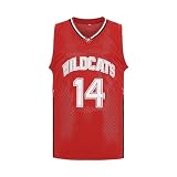 CAIYOO Herren Wildcats High School Jersey 14 Troy Bolton 8 Chad Danforth Basketballtrikot, 14 Rot, M