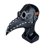 YolieraArt H O M E T O P I A Pest Doctor Maske, Latex-Steampunk-Schnabel-Gesichtsabdeckung mit Metallnieten, Halloween-Kostüm-Requisite für Cosplay und Horror-Themenparty (Vogelschnabelpistole)