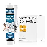 Sanitär Silikon - schimmelresistent für Dusche und Bad, lösungsmittelfrei 300ml Kartusche (3, Silbergrau)