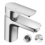 Auralum Wasserhahn Bad,Einhebelmischer Waschtischarmatur mit Auslauf Höhe 60 mm, wassersparende Mischbatterie mit Ventilkern aus Keramik, Messing Waschbeckenarmaturen für Bad/kü