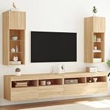 HOMEELIKE TV-Schränke mit LED-Leuchten 2 STK. Sonoma-Eiche 30,5x30x90