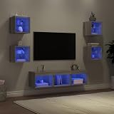 ShGaxin 7-TLG. Wohnwand mit Beleuchtung Grau Sonoma Holzwerkstoff, Wohnwand Wohnzimmer, Wohnzimmer Möbel, Schrankwand Wohnzimmer, Tv Möbel, Anbauwand Wohnzimmer - 3216588