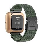 Weich Nylon Armband für Fitbit Versa 2/Versa SE/Versa Lite Ersatzarmband, Verstellbarer Metallschnalle Elastisch Geflochtene Atmungsaktiv Uhrenarmband Kompatibel mit Fitbit Versa 2 Armband (25,M)