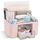 RISEMART Schreibtischorganisator mit 2 Schubladen, multifunktionaler Stifthalter für den Schreibtisch, Schreibtischorganisatoren und Aufbewahrung mit 5 Fächern, Desktop-Organizer für Bü