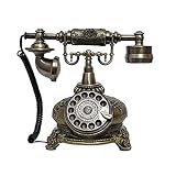 YJHQSS Vintage-Telefon Nachbildung eines antiken Telefons Vintage-Retro-Festnetztelefon Mobilteil für Haus und Zuhause schnurgebundenes Gerät goldene Mode Klassische Wählscheibe im Stil der 60