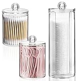 UKOFEW 3 Stück Wattepadspender Organizer Set, Wattepads Kosmetik Aufbewahrung, Wattepads Aufbewahrung, Transparent, Wattepadspender für Wohnzimmer, Schlafzimmer, B