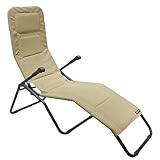 Homecall Gartenliege Sonnenliege AluLiege Liegestuhl Strandliege Liegen, klappbar, Polsterung aus Textilene mit Quick Dry Foam in Anthrazit, bis 150KG (Beige)
