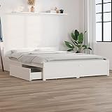 Festnight Bett mit schubladen 160 x 200 Bett mit stauraum Stauraumbett jugendbett Doppelbett Für Erwachsene, Kinder, Jungendliche Weiß 160 x 200