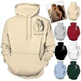 Benutzerdefinierte Portrait vom Foto Hoodies Entwerfen Sie Ihre eigenen Hoodies Personalisierte Line Art Foto-Sweatshirts mit Tasche Individuelle Paar Hoodies Valentinstagsgeschenke für den F