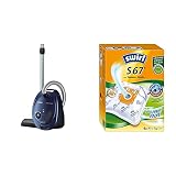 Siemens Staubsauger mit Beutel synchropower VS06A111, Bodenstaubsauger, Hygiene-Filter, 600 W, blau & Swirl S 67 MicroPor Plus Staubsaugerbeutel Bosch Staubsauger 4 Stück inkl. F