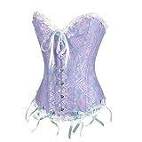 Generisch Korsett Damen Corsage Sexy Spitze Schulterfrei mit Schnürung Stäbchen Überbrustkorsett Schwarzes Korsett Halloween Corset Gothic Top Schwarz Bequem Bustier Corsage Vintage Ob