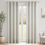 CUTEWIND Vorhang Leinen Halbtransparent Vintage Wohnzimmer Landhaus Gardine Fenster Stores Gardinen Schals mit Ösen 2er Set Vorhänge Leinenoptik 240 cm Lang, 140 cm Breit, Linen C