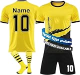 BVB Benutzerdefiniert Trikot 23/24 Trikot für Kinder Personalisierte Jeder Namen Nummer Team Logo T-Shirt Shorts and Socks Set für Erwachsene und Kinder A99 XX-Larg