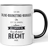 JUNIWORDS Tasse, Ich bin Online-Marketing-Manager. Um Zeit zu sparen, nehmen wir einfach an, dass ich immer recht habe, Schwarz (6324638)