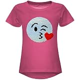 BEZLIT Mädchen Wende-Pailletten Stretch T-Shirt Smile-Motiv 22606 Pink Größe 104