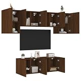 Juroupi 6-TLG. Wohnwand Wohnzimmerschrank MöBel Wohnzimmer TV Wohnwand Wandschrank Braun Eichen-Optik Holzwerkstoff - 3216445