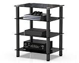 FITUEYES TV Rack HiFi Regal Audio Schrank Glas und Alu 600x455x762mm AS406001GB