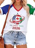 MYHALF Fußballtrikot 2026 – Argentinien, Brasilien, Mexiko, Canda & USA, Fußballtrikot, Trikot, Fußballmannschaft, V-Ausschnitt, Kleidung, Weiss/opulenter Garten, M