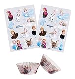 Dekozauber24 Frozen Set 24x Essbare Muffinaufleger + 25x Muffinschalen Tortendeko Kindergeburtstag Muffin Dek