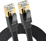Elfcam® - 30 m Ethernet-Kabel, Cat 8, flach, LAN, WAN, SFTP 30 AWG, 2000 MHz, 40 Gbps, mit RJ45-Steckern, hochwertig, Schwarz (30 m)