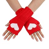 vejtmcc Damen lieben kurze, süße, modische - und Winterstrickwolle, warme halbfingerlose Handschuhe Fischlandschmuck (RD1, One Size)