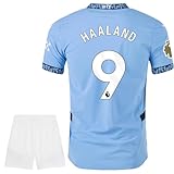 IHIMI Haaland #9 Kinder Trikot 2024/25 – Hellblauer Fanstyle – Fußballshirt für Jungen im Stil der neuen Saison – kompatibel mit Haaland-Fans – Größen 152
