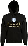 AkyTEX Griechenland Hellas Fan-Hoodie EM-2021 Kapuzenpullover Schwarz L