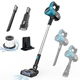 Psogpone Akku Staubsauger Upright Handheld Stick Lightweight 3 in 1 Staubsauger 550W 30kpa mit 18V 5.5ah Akku*2 Ideal für Teppiche und Hartböden mit T